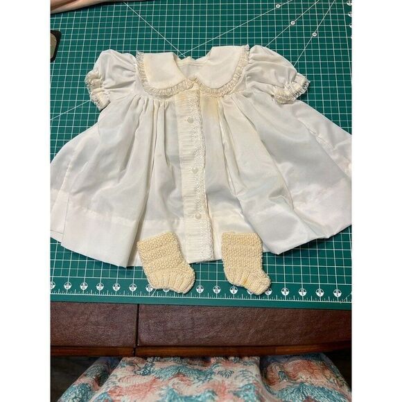 Vintage Baby Dress & Crochet Socks Set - Picture 1 of 4